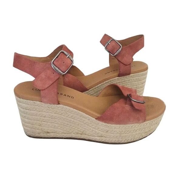 Lucky Brand Rose Naveah Suede Platform Espadrilles Sandals 7.5 - Picture 1 of 16